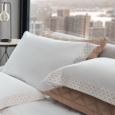 Jogo de Cama Bordado King The Carnegie - Bege