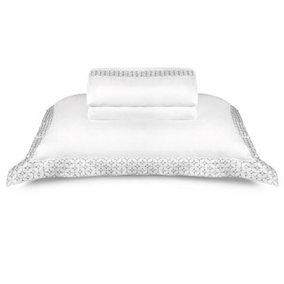 Jogo de Cama Bordado The Carnegie 300 Fios 100% Algodão Egípcio Cinza Bythebed